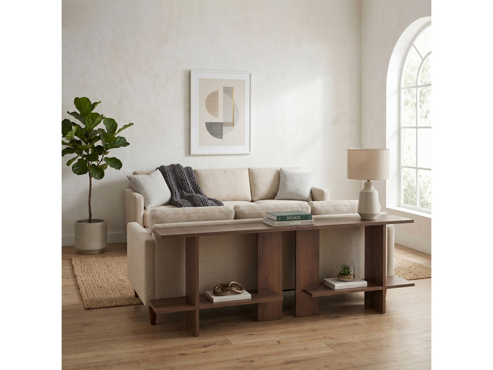 Tavolino in legno "Essenziale" - 80 x 30 x 55 cm - Marrone