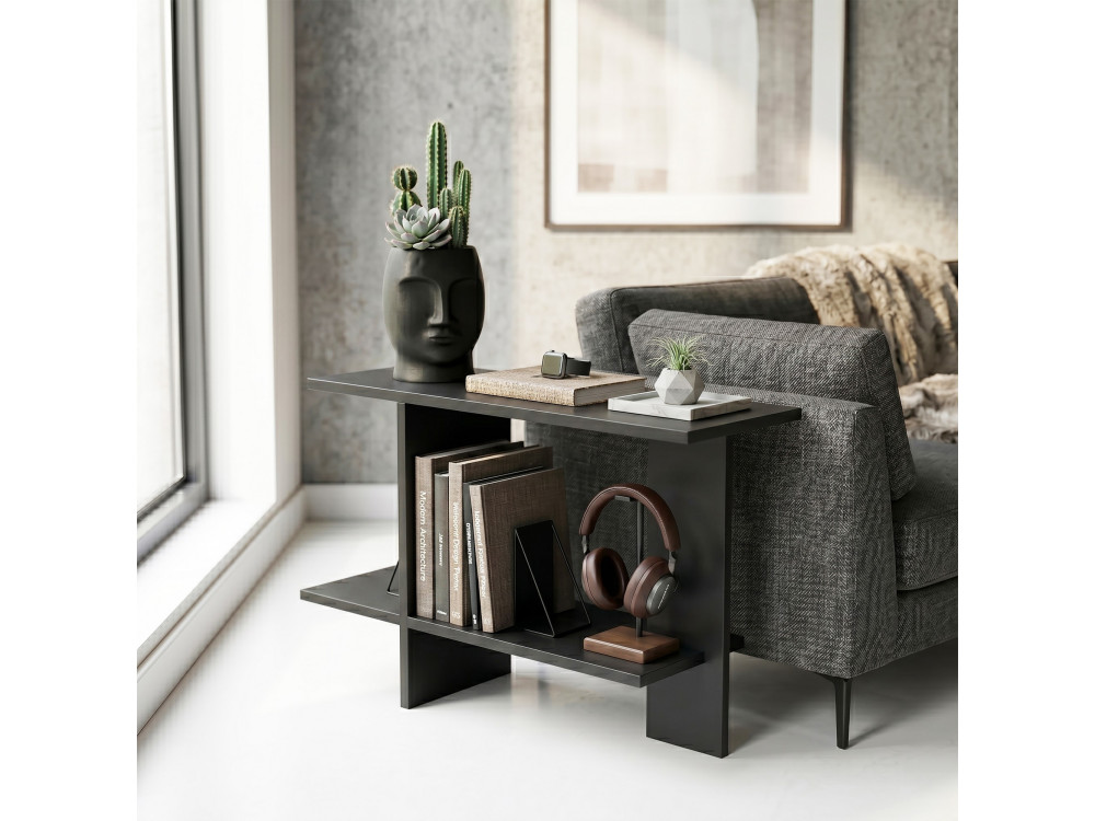 Tavolino in legno "Essenziale" - 80 x 30 x 55 cm - Nero