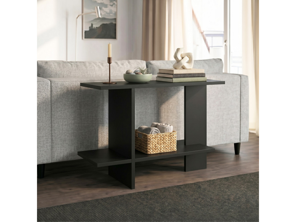 Tavolino in legno "Essenziale" - 80 x 30 x 55 cm - Nero