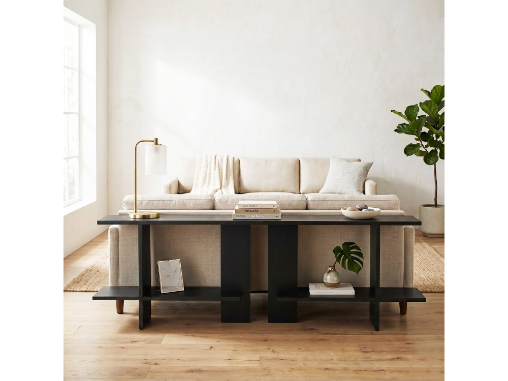 Tavolino in legno "Essenziale" - 80 x 30 x 55 cm - Nero