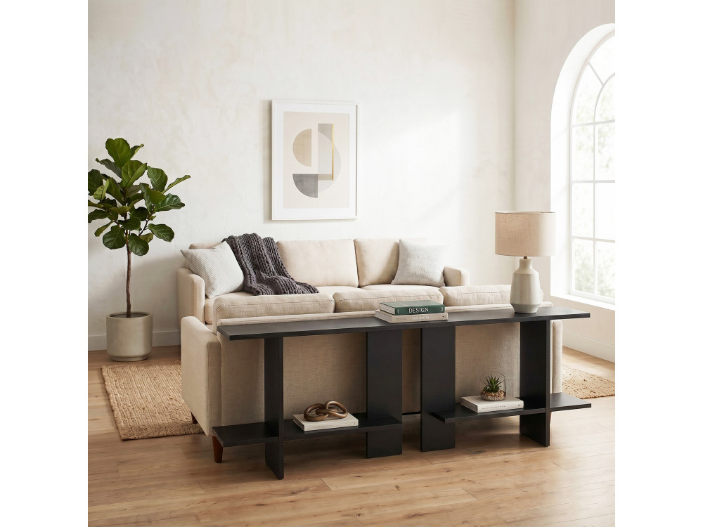 Tavolino in legno "Essenziale" - 80 x 30 x 55 cm - Nero