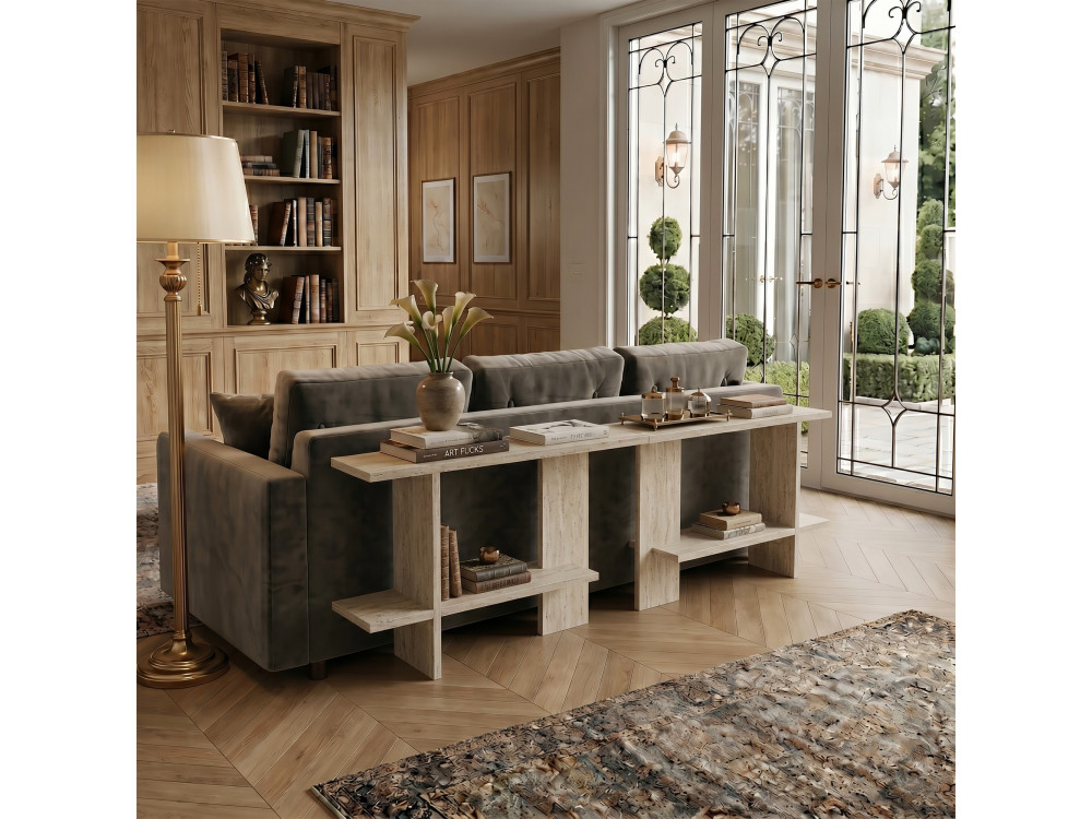 Tavolino in legno "Essenziale" - 80 x 30 x 55 cm - Travertino