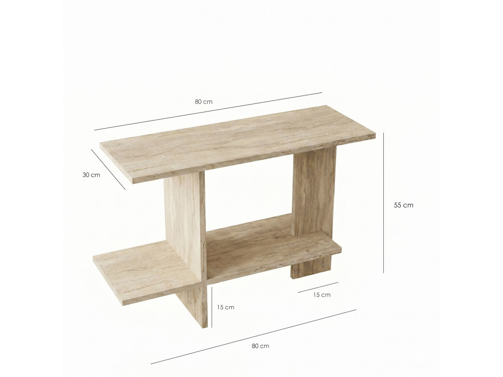 Tavolino in legno "Essenziale" - 80 x 30 x 55 cm - Travertino