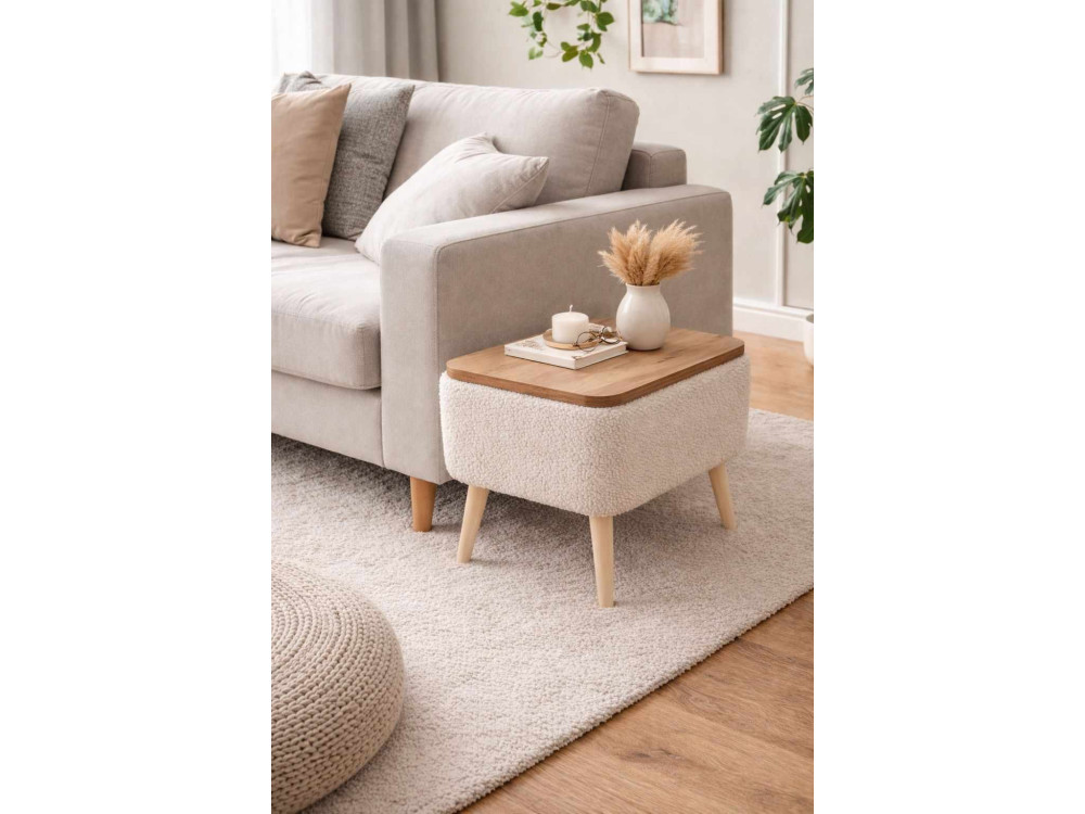 Tavolino in legno "Nora" - 60 x 30 x 45 cm - Beige