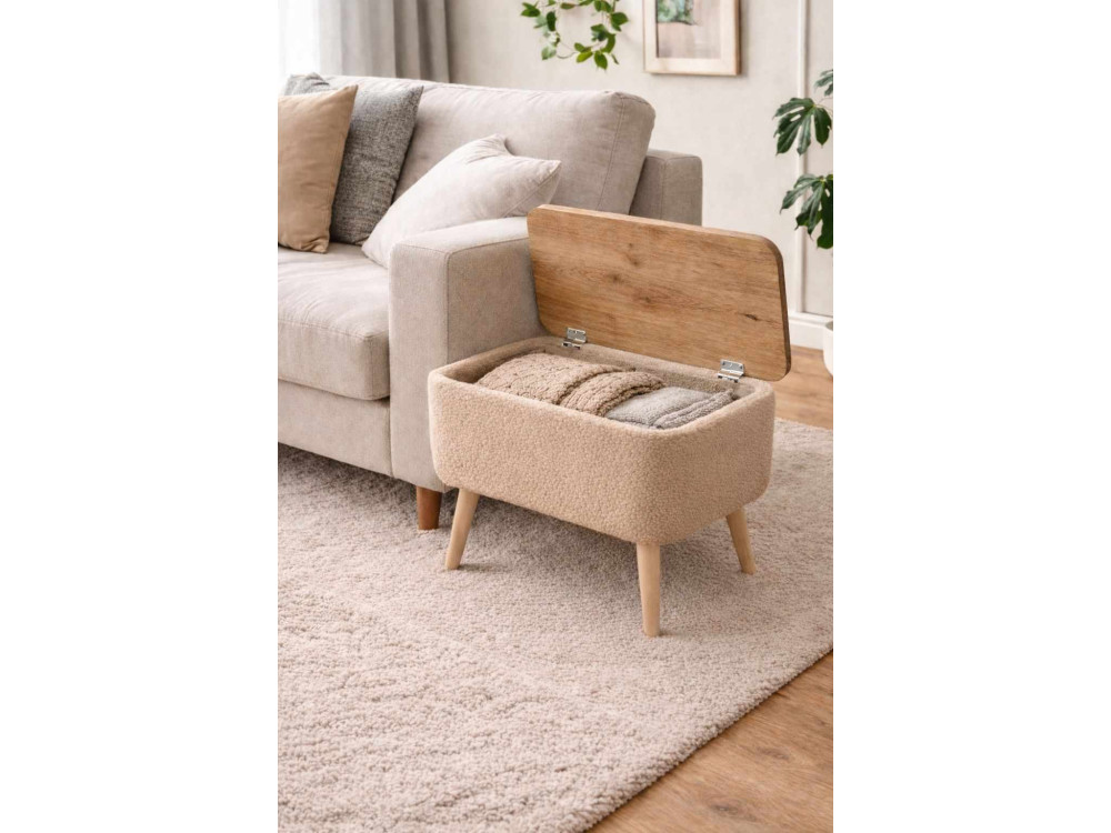 Tavolino in legno "Nora" - 60 x 30 x 45 cm - Beige
