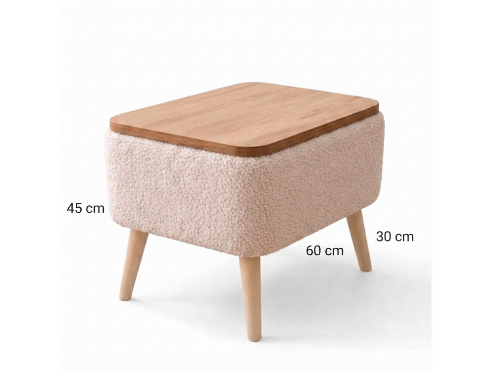 Tavolino in legno "Nora" - 60 x 30 x 45 cm - Beige