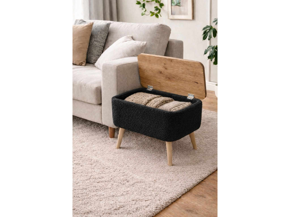 Tavolino in legno "Nora" - 60 x 30 x 45 cm - Nero