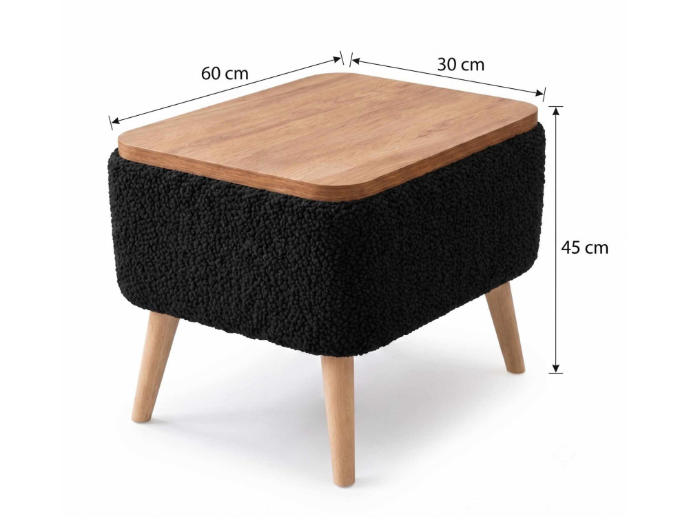 Tavolino in legno "Nora" - 60 x 30 x 45 cm - Nero