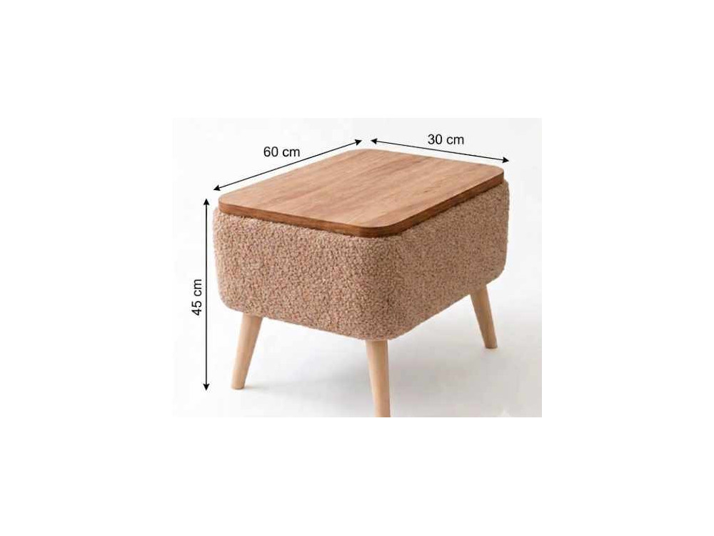 Tavolino in legno "Nora" - 60 x 30 x 45 cm - Marrone