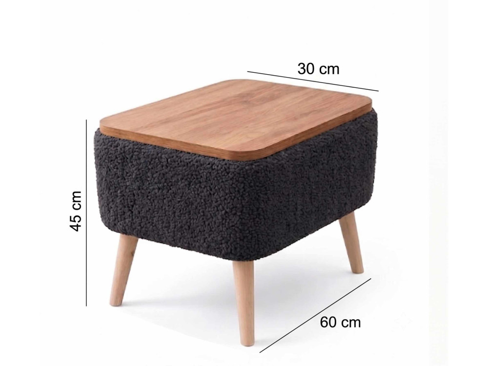 Tavolino in legno "Nora" - 60 x 30 x 45 cm - Antracite