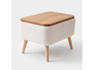 Tavolino in legno "Nora" - 60 x 30 x 45 cm - Bianco