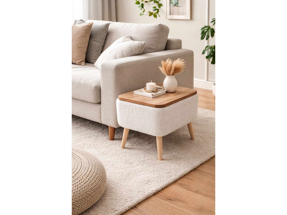 Tavolino in legno "Nora" - 60 x 30 x 45 cm - Bianco