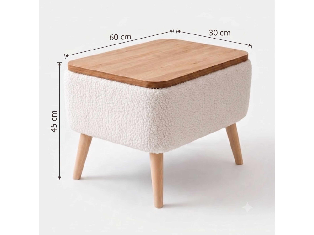 Tavolino in legno "Nora" - 60 x 30 x 45 cm - Bianco