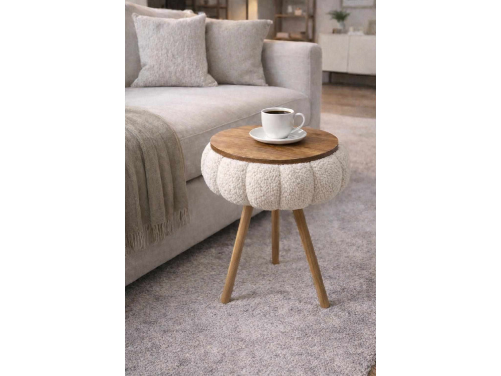 Tavolino in legno "Papatya Zgn" - 33 x 45 cm - Bianco