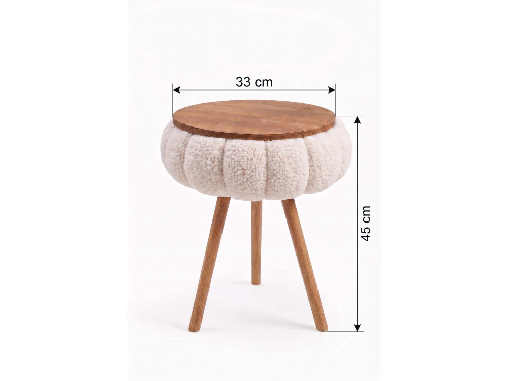 Tavolino in legno "Papatya Zgn" - 33 x 45 cm - Bianco