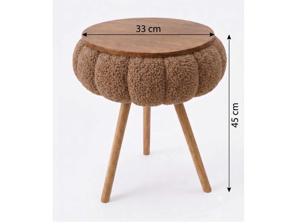 Tavolino in legno "Papatya Zgn" - 33 x 45 cm - Marrone
