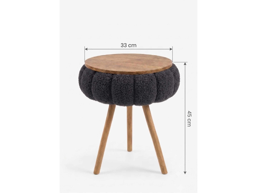 Tavolino in legno "Papatya Zgn" - 33 x 45 cm - Nero