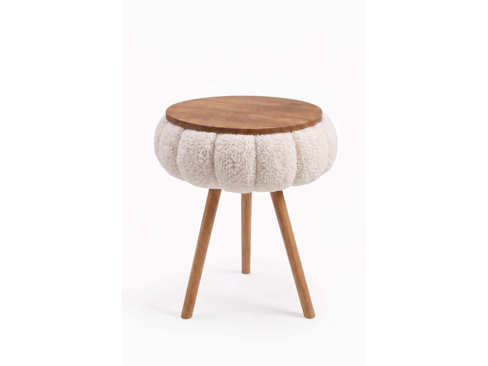Tavolino in legno "Papatya Zgn" - 33 x 45 cm - Beige