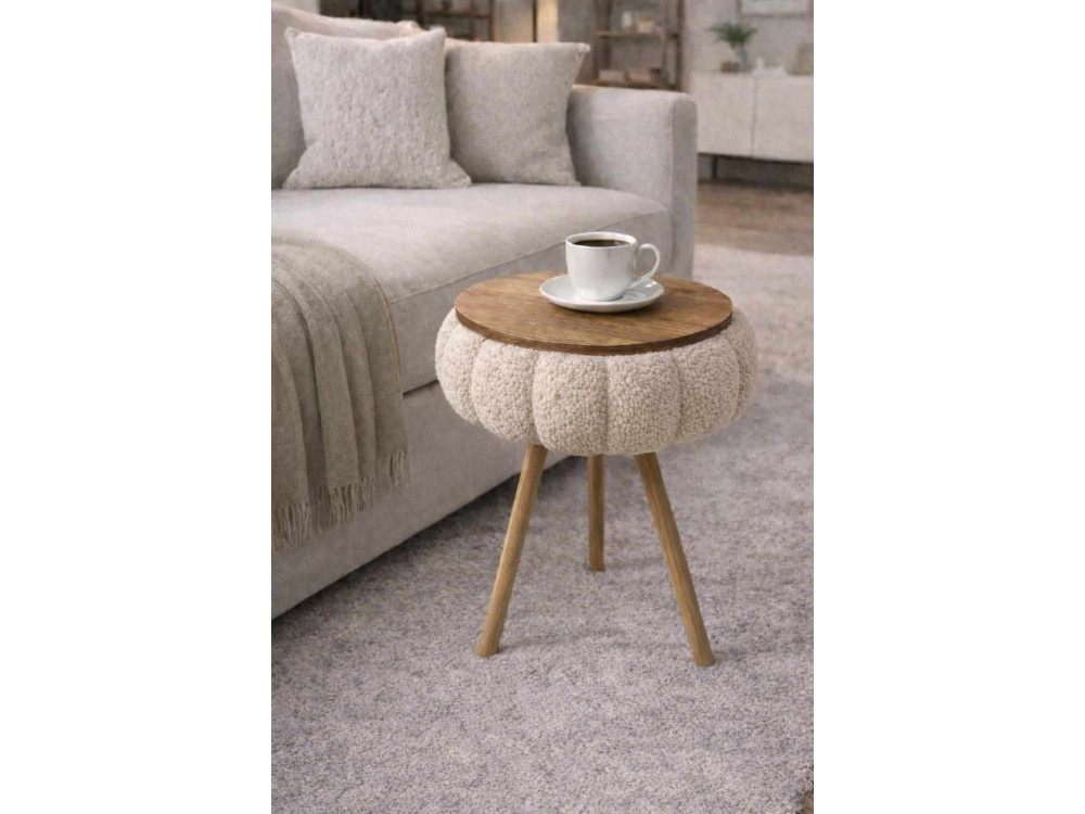 Tavolino in legno "Papatya Zgn" - 33 x 45 cm - Beige