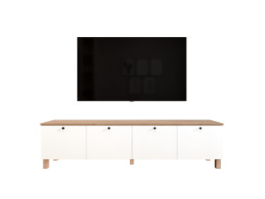 Mobile TV in legno "Nord" - 180 x 34 x 45 cm - Bianco / Rovere