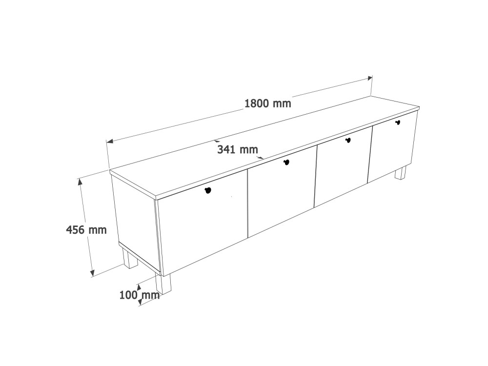 Mobile TV in legno "Nord" - 180 x 34 x 45 cm - Bianco / Rovere