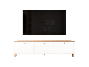 Mobile TV in legno "Nord" - 180 x 32 x 45 cm - Bianco / Rovere