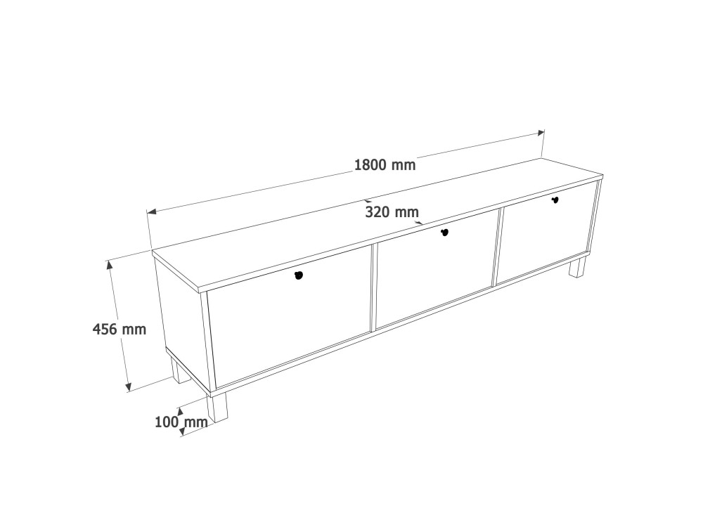 Mobile TV in legno "Nord" - 180 x 32 x 45 cm - Bianco / Rovere