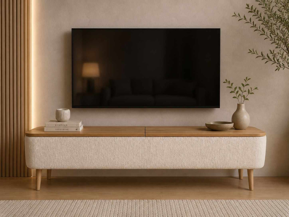 Mobile TV in legno "Sarven" - 120 x 30 x 45 cm - Bianco