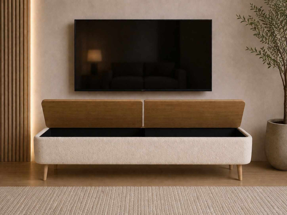 Mobile TV in legno "Sarven" - 120 x 30 x 45 cm - Bianco