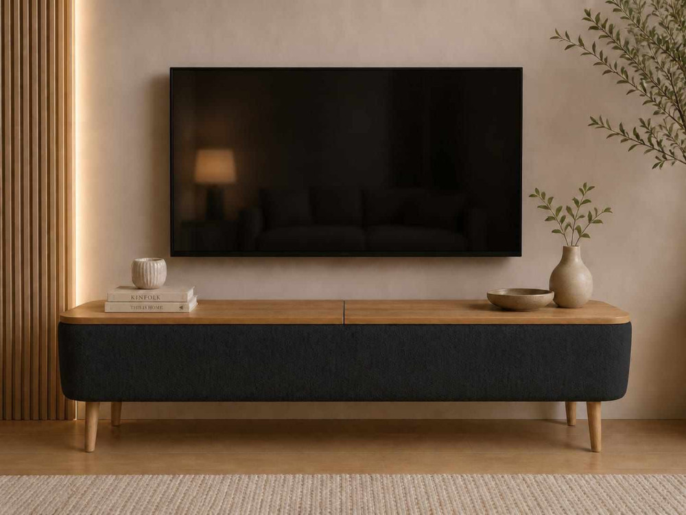 Mobile TV in legno "Sarven" - 120 x 30 x 45 cm - Nero