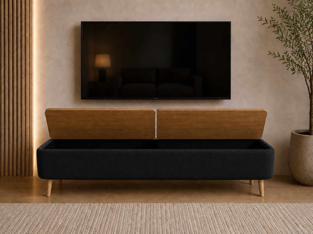 Mobile TV in legno "Sarven" - 120 x 30 x 45 cm - Nero