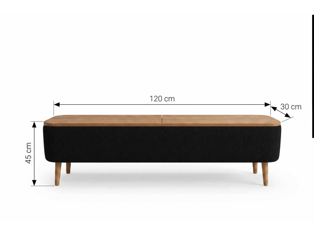 Mobile TV in legno "Sarven" - 120 x 30 x 45 cm - Nero