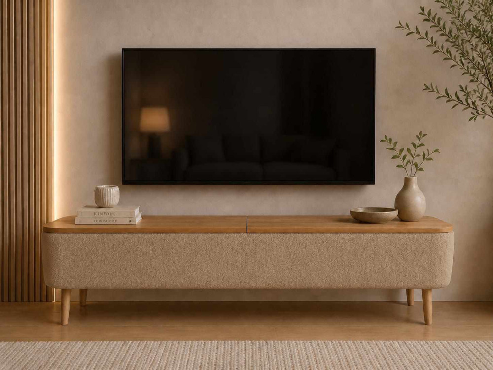 Mobile TV in legno "Sarven" - 120 x 30 x 45 cm - Beige
