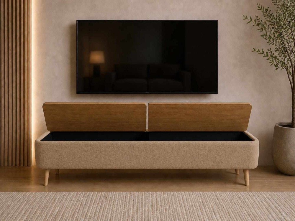 Mobile TV in legno "Sarven" - 120 x 30 x 45 cm - Beige
