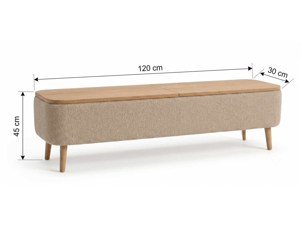 Mobile TV in legno "Sarven" - 120 x 30 x 45 cm - Beige