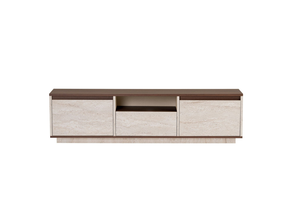 Mobile TV in legno "Sentinel" - 160 x 30 x 42 cm - Travertino / Noce Milano