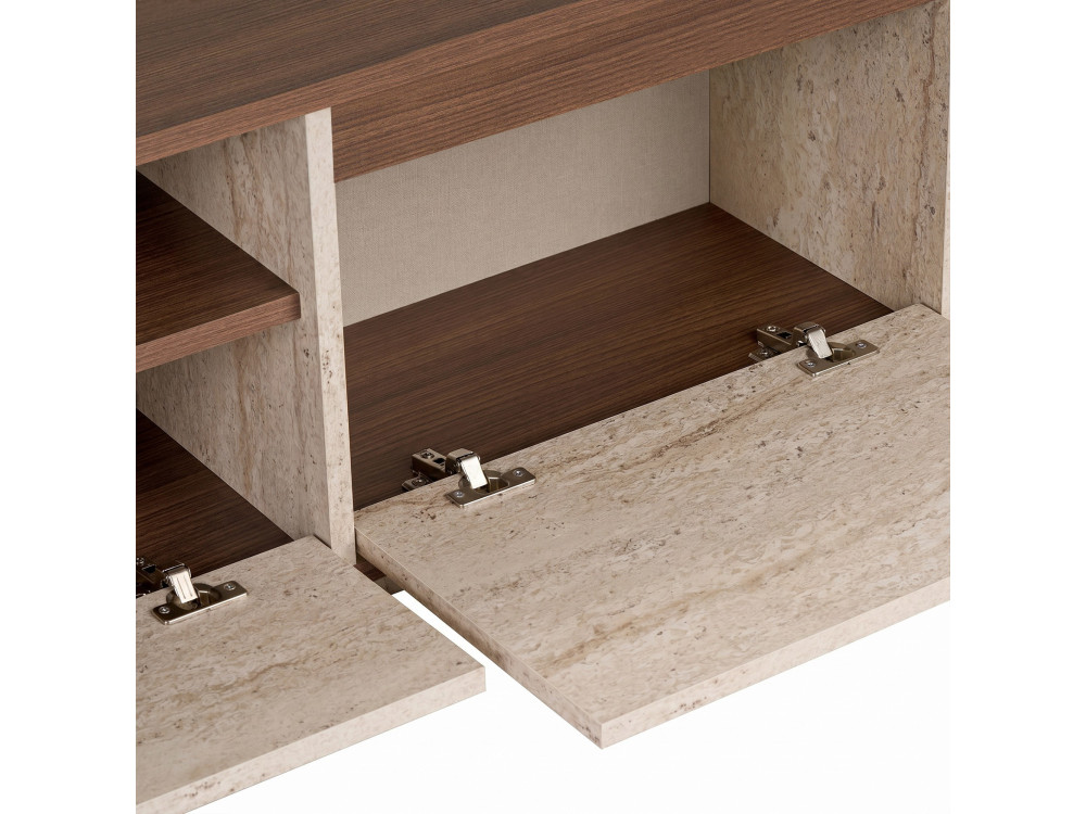 Mobile TV in legno "Sentinel" - 160 x 30 x 42 cm - Travertino / Noce Milano