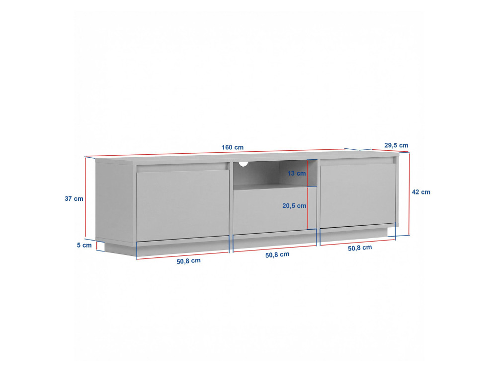 Mobile TV in legno "Sentinel" - 160 x 30 x 42 cm - Travertino / Noce Milano