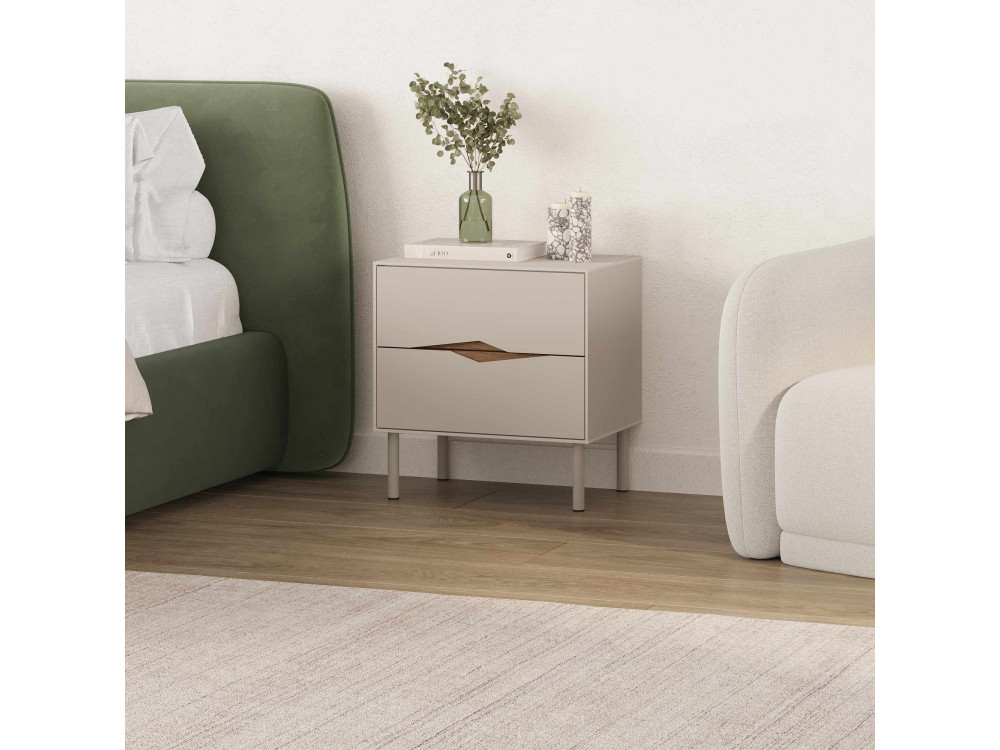 Comodino in legno “MARQUISE” - 50 x 35 x 52 cm - Gres / Oud scuro