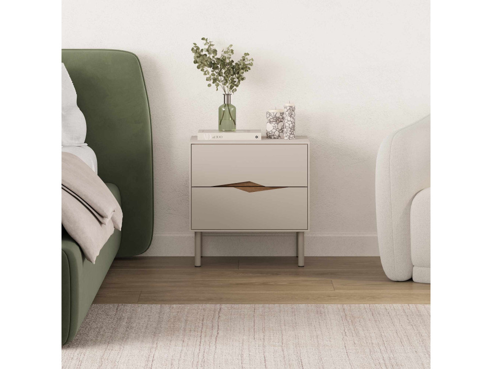 Comodino in legno “MARQUISE” - 50 x 35 x 52 cm - Gres / Oud scuro