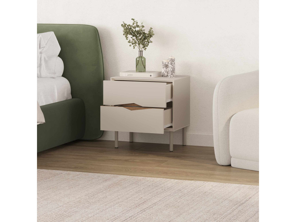 Comodino in legno “MARQUISE” - 50 x 35 x 52 cm - Gres / Oud scuro