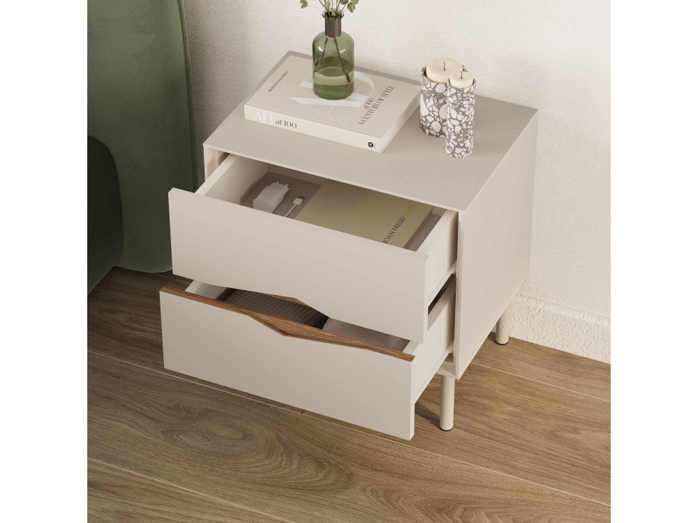 Comodino in legno “MARQUISE” - 50 x 35 x 52 cm - Gres / Oud scuro