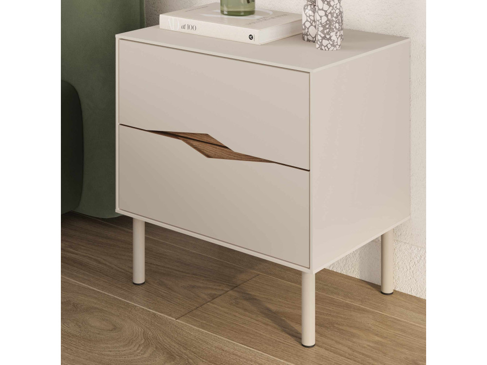 Comodino in legno “MARQUISE” - 50 x 35 x 52 cm - Gres / Oud scuro