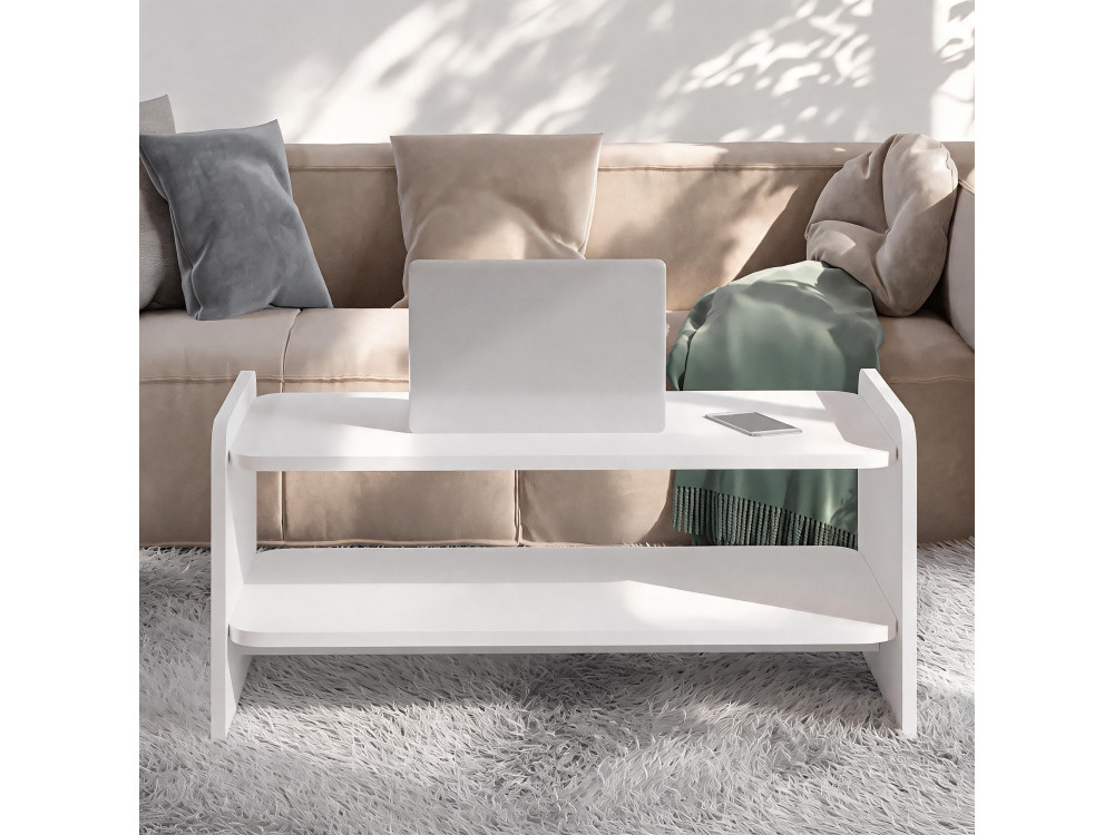 Tavolino in legno "Amon" - 90 x 45 x 40 cm - Bianco
