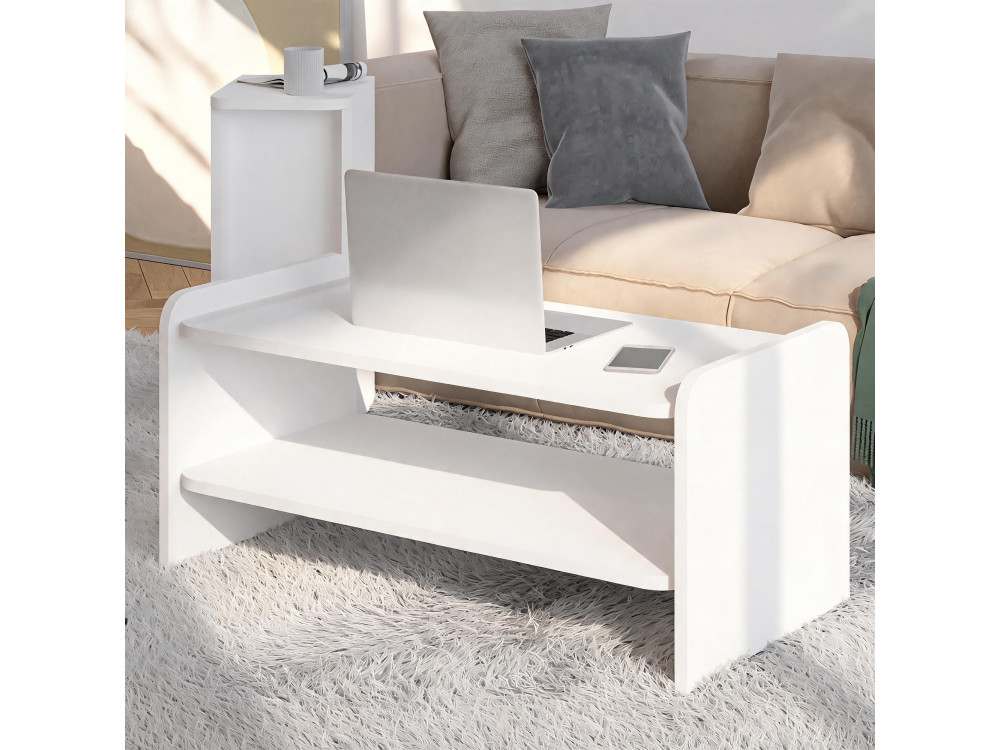 Tavolino in legno "Amon" - 90 x 45 x 40 cm - Bianco
