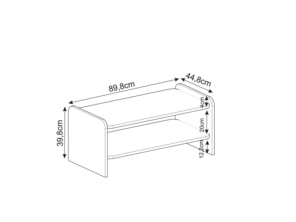 Tavolino in legno "Amon" - 90 x 45 x 40 cm - Bianco