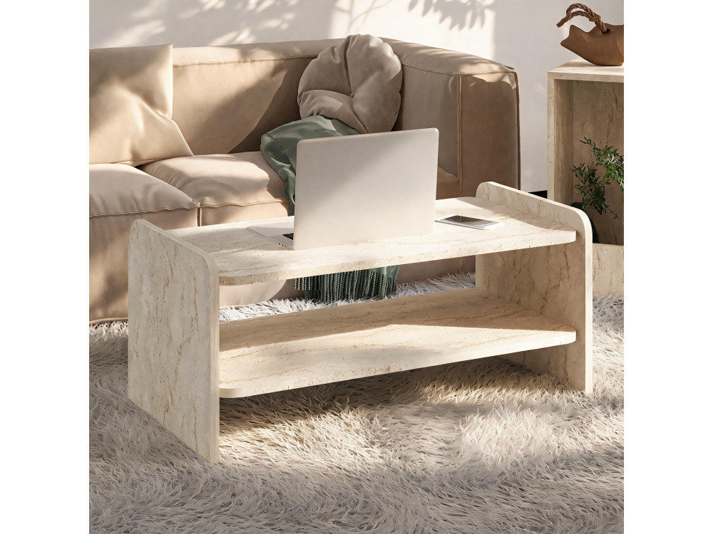 Tavolino in legno "Amon" - 89,8 x 39,8 x 44,8 cm - Travertino