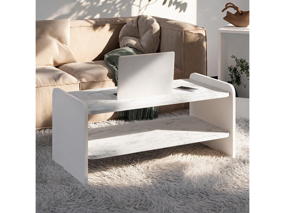 Tavolino in legno "Amon" - 90 x 45 x 40 cm - Bianco