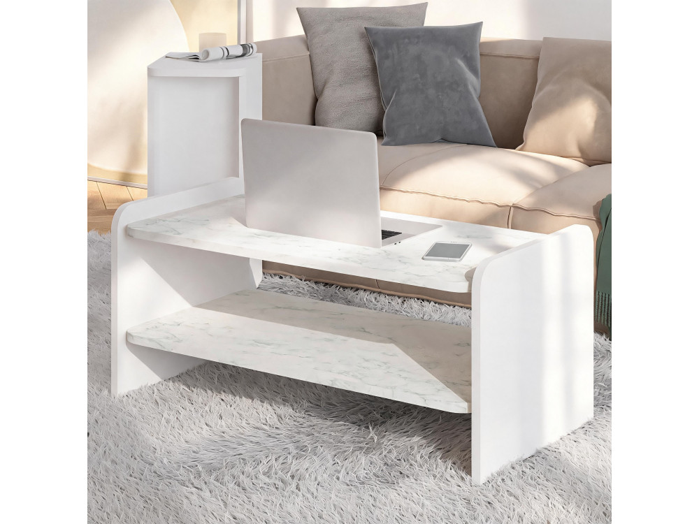 Tavolino in legno "Amon" - 90 x 45 x 40 cm - Bianco