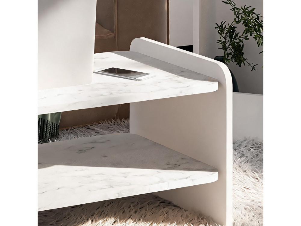 Tavolino in legno "Amon" - 90 x 45 x 40 cm - Bianco
